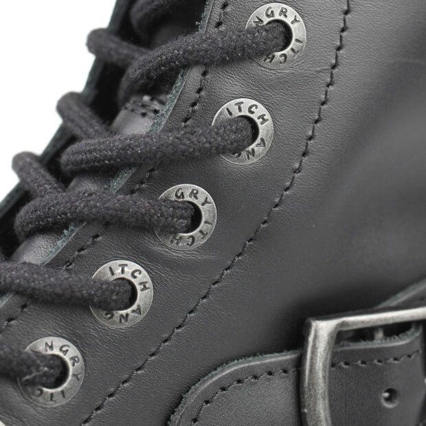 Angry Itch 14-Loch Front-Plate Leder Stiefel Schwarz Größe 36 - 48