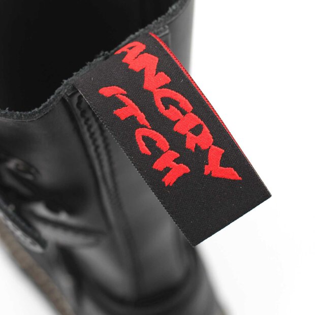 Angry Itch 14-Loch Front-Plate Leder Stiefel Schwarz Größe 36 - 48