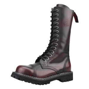 Angry Itch 14-Loch Leder Stiefel Burgundy Rub-Off...