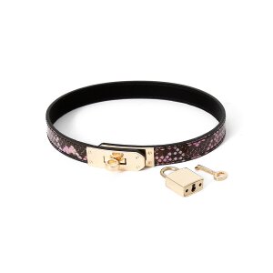 Collar One-size Narrow Gold/Pink Reptile