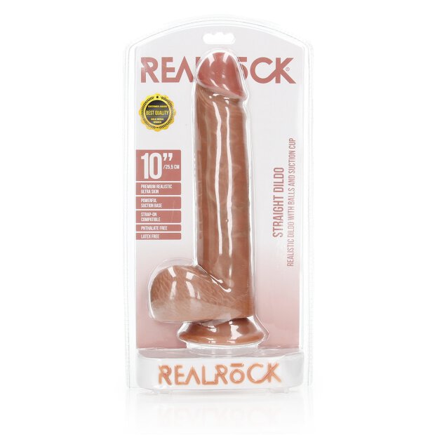 Straight Realistic Dildo  Balls  Suction Cup - 10/ 25,5 cm