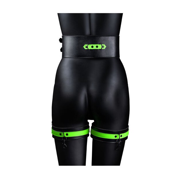 Thigh Cuffs with Belt and Handcuffs Glow in the Dark L/XL