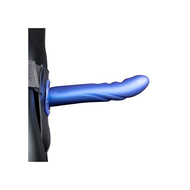 Shots Ouch! Textured Curved Hollow Strap-On blue 20 cm