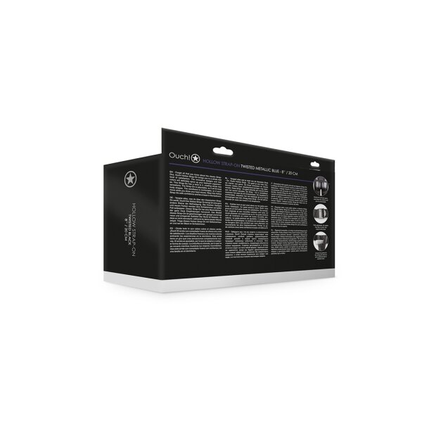 Shots Ouch! Textured Curved Hollow Strap-On blue 20 cm