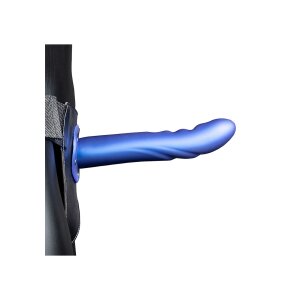 Shots Ouch ! Textured Curved Hollow Strap-On bleu 20 cm