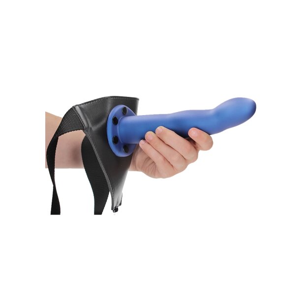 Shots Ouch ! Curved Hollow Strap-On bleu 20 cm