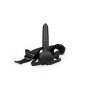 Shots Ouch ! Strap-On creux nervuré avec testicules noir 21 cm