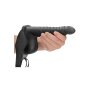 Shots Ouch ! Strap-On creux nervuré avec testicules noir 21 cm