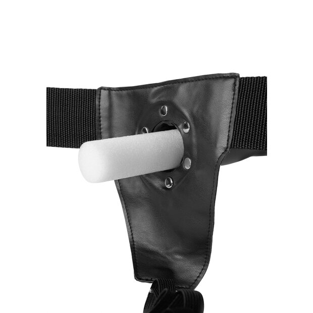 Shots Ouch! Ribbed hollow strap-on with testicles blue 21 cm