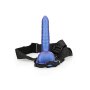 Shots Ouch! Ribbed hollow strap-on with testicles blue 21 cm