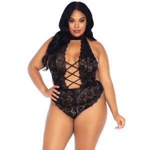 Backless & Crotchless Teddy Black XL/2XL