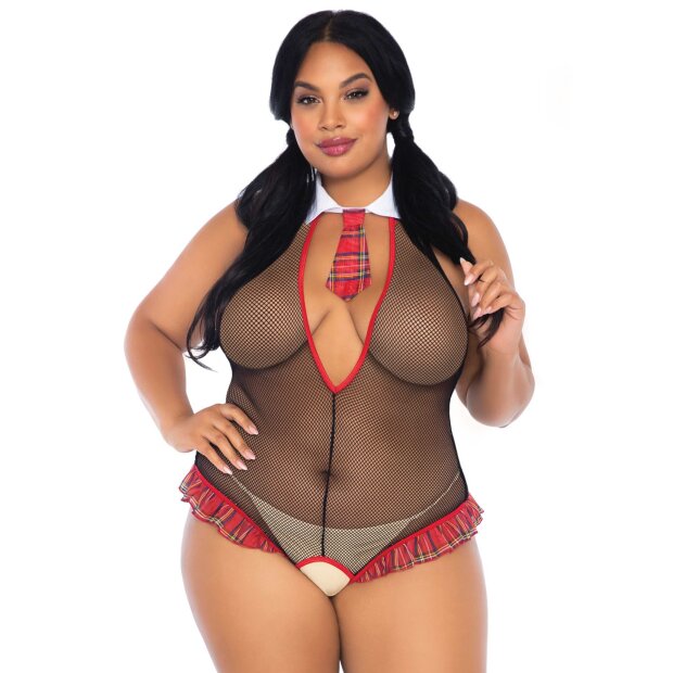 Leg Avenue School Girl Crotchless Teddy Black XL/2XL