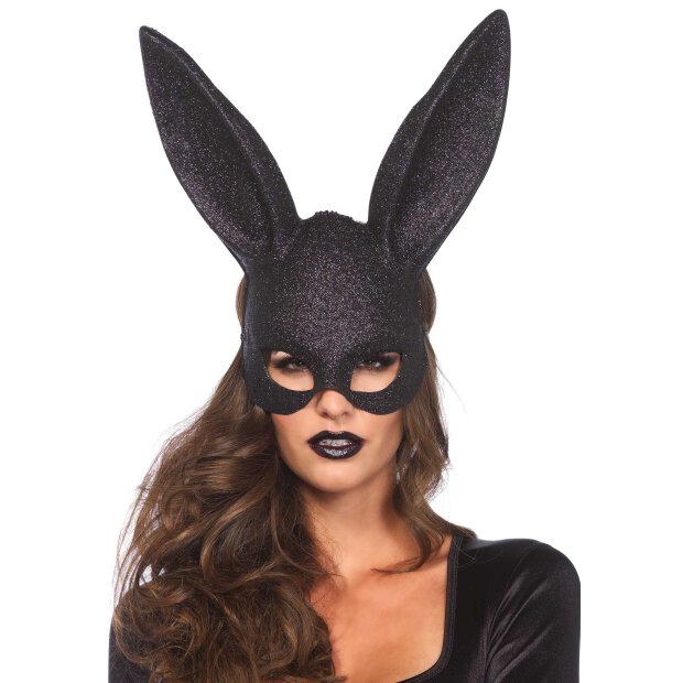 Glitter Masquerade Rabbit Mask Black OS