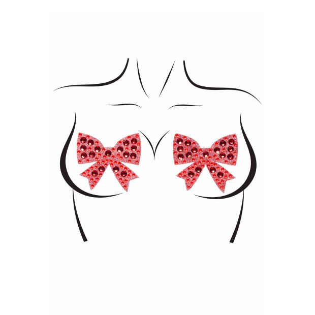 Rhinestone Bow Nipple Jewels Red
