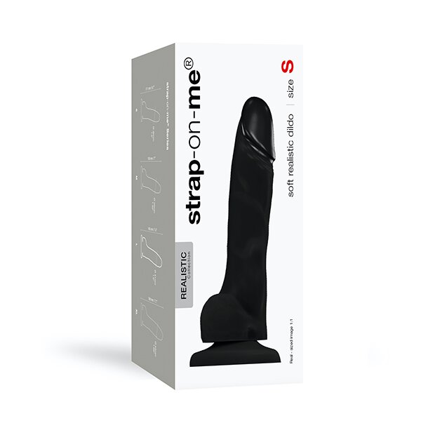 Strap-On-Me - Soft Realistic Dildo Black M - 18 cm