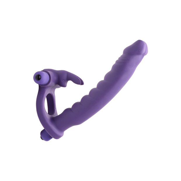 Frisky double anneau de pénétration avec vibration clitoridienne violet