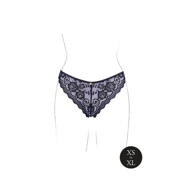 Claire Elastic Lace Brief with Golden Details Black OS