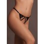 Cloé Thong with Open Crotch, Adjustable Sliders and Golden Details Black OS