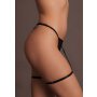 Marie Lace Thong with Garter, Adjustable Sliders and Golden Details Black OS