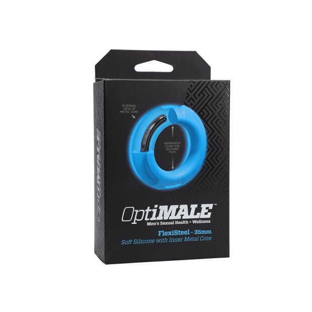 Doc Johnson Flexisteel penis ring with metal core blue 3.5 cm