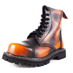 OUTLET Angry Itch 08-Loch Leder Stiefel Orange Rub-Off...