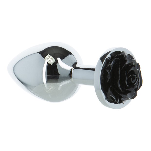 Lux Active - Metal Butt Plug Black Rose - 3,3 cm