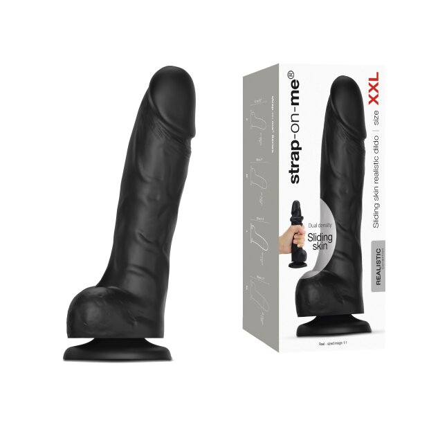 Strap-on-me Sliding Skin Realistic Dildo Black XXL - 20,8 cm