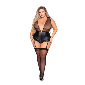 Dreamgirl Zipper Garter Teddy XL - 3XL