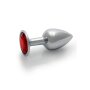 Shots Ouch! Runder Edelstein Anal Plug Silber Rubinrot klein 2,7 cm