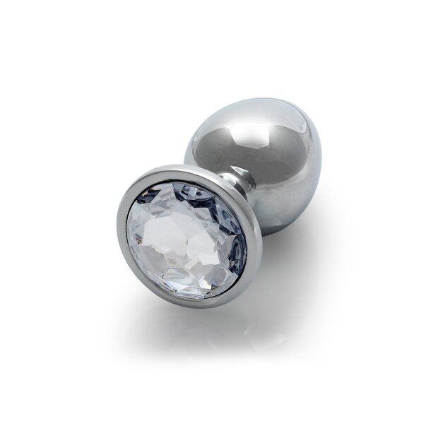 Shots Ouch! Runder Edelstein Anal Plug Silber mittel 3,4 cm