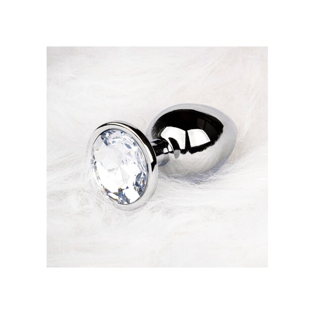 Shots Ouch! Runder Edelstein Anal Plug Silber groß 4 cm