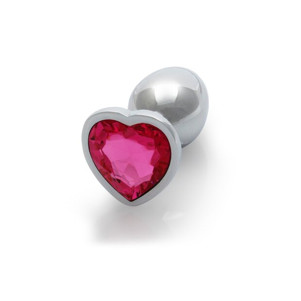 Shots Ouch! Herz Edelstein Anal Plug Silber Rosa klein 2,7 cm
