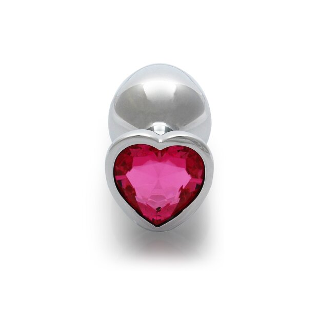 Shots Ouch ! Heart Gemstone Anal Plug Silver Pink medium 3,4 cm