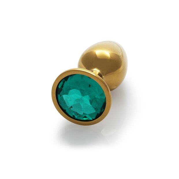 Shots Ouch! Runder Edelstein Anal Plug Gold Smaragdgrün klein 2,7 cm