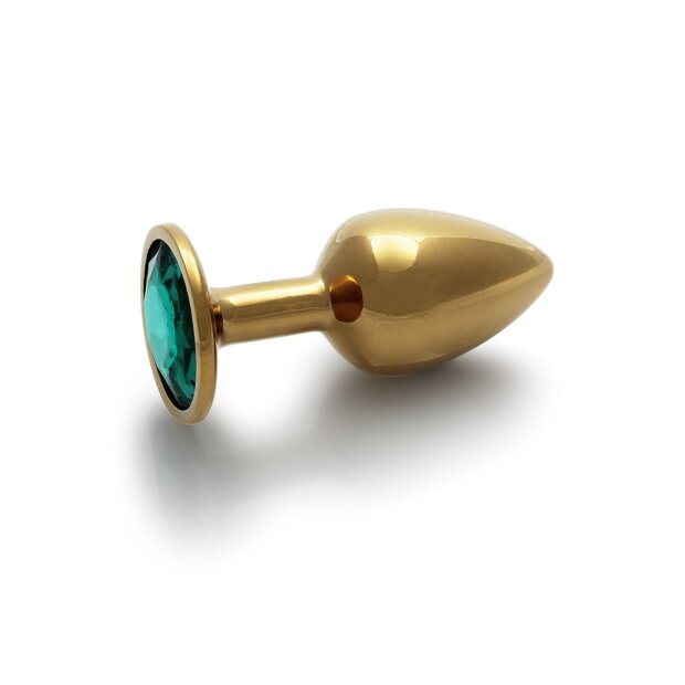 Shots Ouch! Runder Edelstein Anal Plug Gold Smaragdgrün klein 2,7 cm