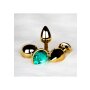 Shots Ouch! Round gemstone anal plug gold emerald green small 2.7 cm