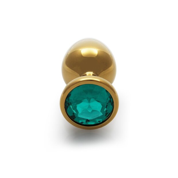 Shots Ouch! Runder Edelstein Analplug Gold Smaragdgrün mittel 3,4 cm