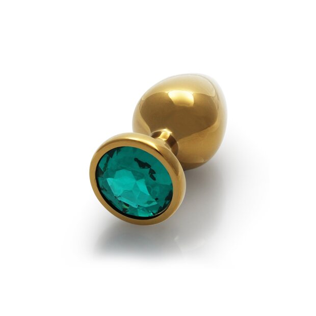 Shots Ouch! Runder Edelstein Analplug Gold Smaragdgrün mittel 3,4 cm