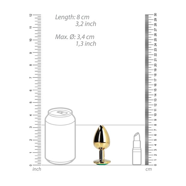 Shots Ouch! Runder Edelstein Analplug Gold Smaragdgrün mittel 3,4 cm