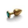 Shots Ouch! Runder Edelstein Analplug Gold Smaragdgrün mittel 3,4 cm