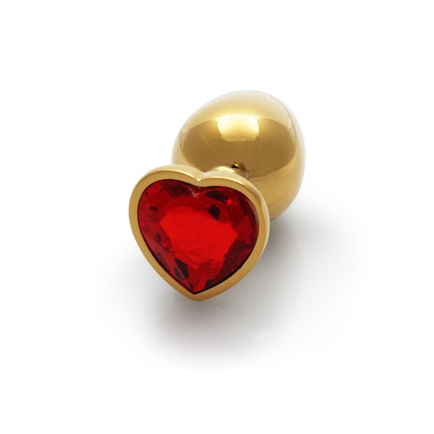 Shots Ouch! Herz Edelstein Anal Plug Gold Rubinrot groß 4 cm