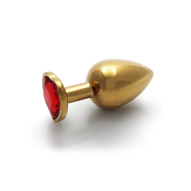 Shots Ouch! Herz Edelstein Anal Plug Gold Rubinrot groß 4 cm
