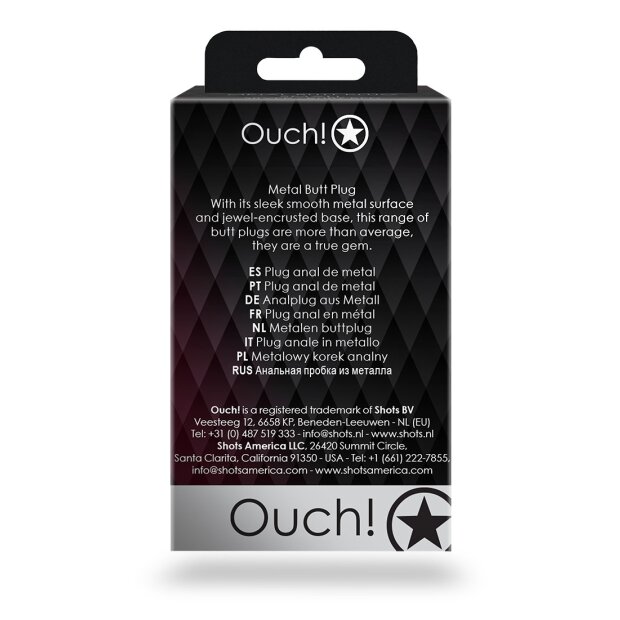 Shots Ouch! Runder Edelstein Anal Plug Schwarz Silber klein 2,7 cm