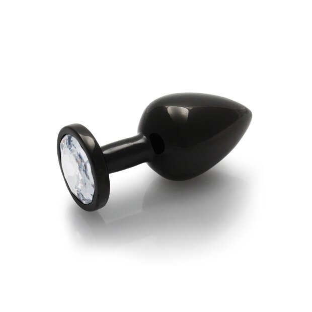 Shots Ouch! Runder Edelstein Anal Plug Schwarz Silber mittel 3,4 cm