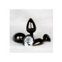 Shots Ouch! Runder Edelstein Anal Plug Schwarz Silber mittel 3,4 cm