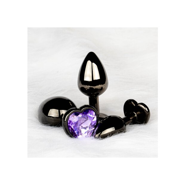 Shots Ouch! Herz Edelstein Anal Plug Schwarz Lila klein 2,7 cm