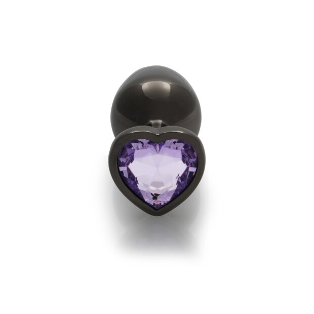 Shots Ouch! Herz Edelstein Anal Plug Schwarz Lila mittel 3,4 cm