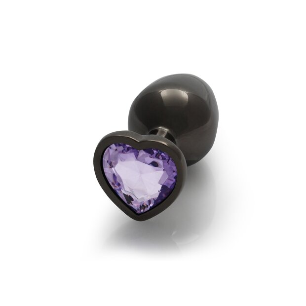Shots Ouch! Herz Edelstein Anal Plug Schwarz Lila mittel 3,4 cm