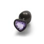 Shots Ouch! Herz Edelstein Anal Plug Schwarz Lila mittel 3,4 cm