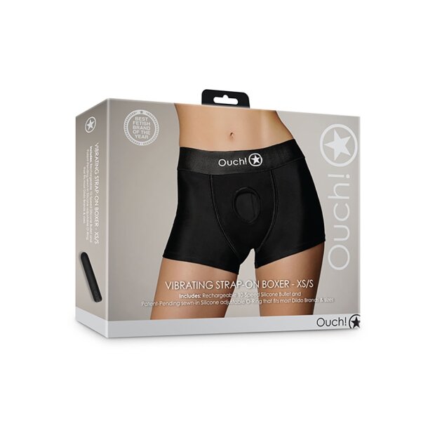 Shots Ouch! Vibrating strap-on boxer shorts XS/S
